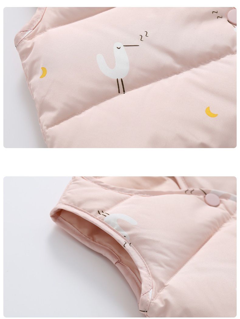 90%鴨絨兒童保暖防潑水背心-小雞-粉色