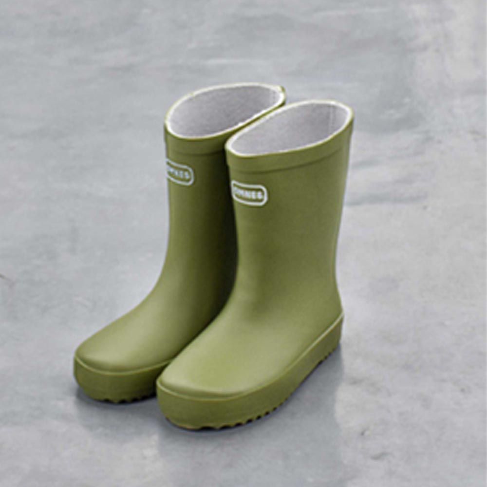 日本 OMNES - 歐風防滑橡膠兒童雨鞋-軍綠