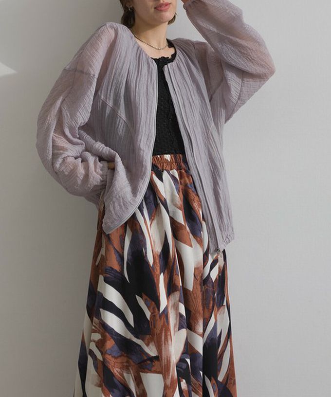 日本 Lupilien - 油畫線條感印花飄逸長裙(附口袋)-綠棕系