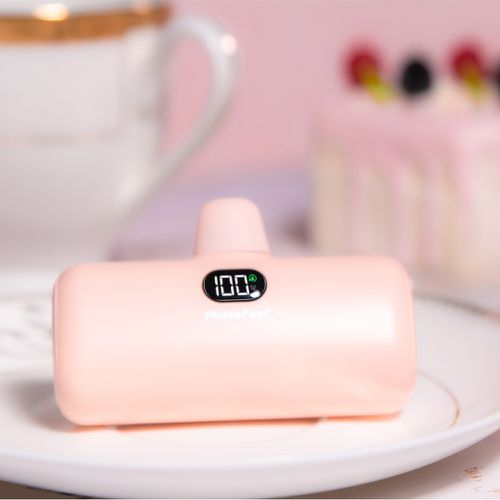 PD快充版 5000mAh 直插式 口袋電源 行動電源 Lighting Power-(蘋果 / 安卓)-草莓粉