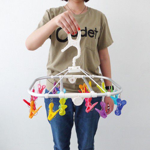 日本代購 - 熱銷定番 SUNNY系列彩虹可折疊衣架-20小夾組 (38×35×33cm)