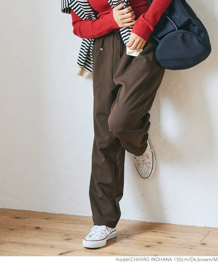 日本 COCA - 裏起毛率性休閒錐型褲-象牙白