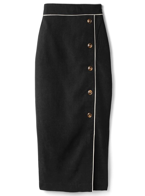 日本 GRL - 復古毛呢感修身鉛筆裙-淺米杏