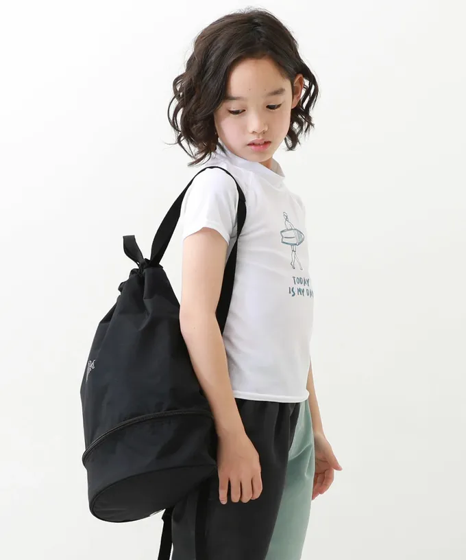 日本 devirock - 雙層設計防水便利游泳背包/水桶包-橘x深藍