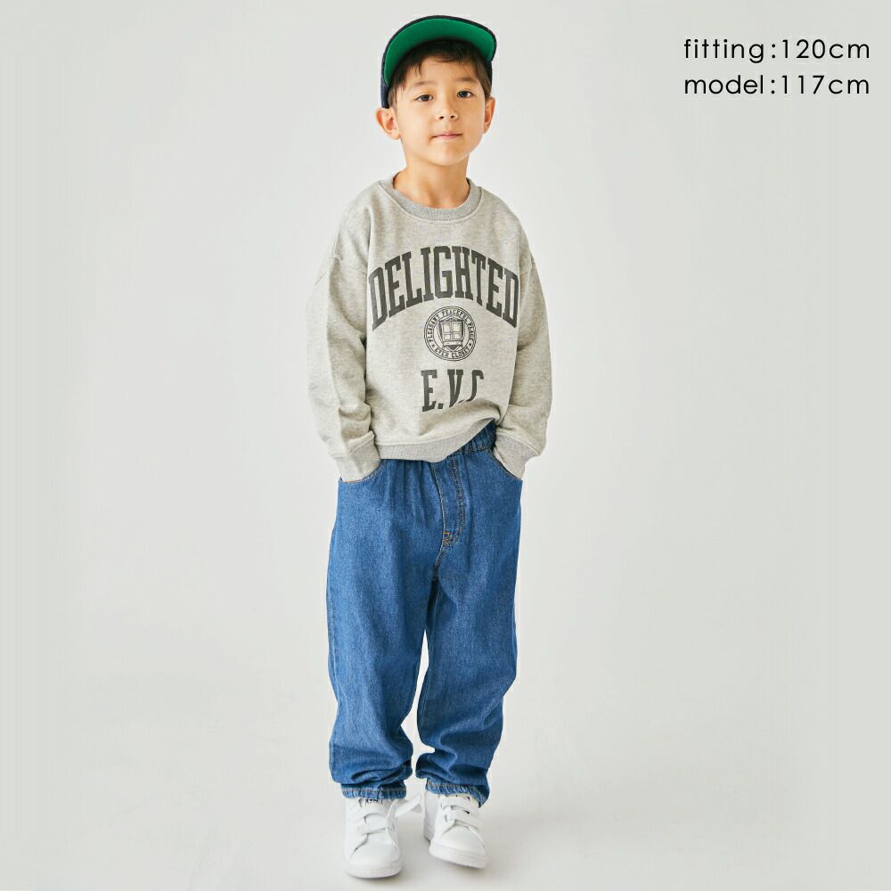 日本 evercloset - 純棉裏毛英文字大學T-水藍