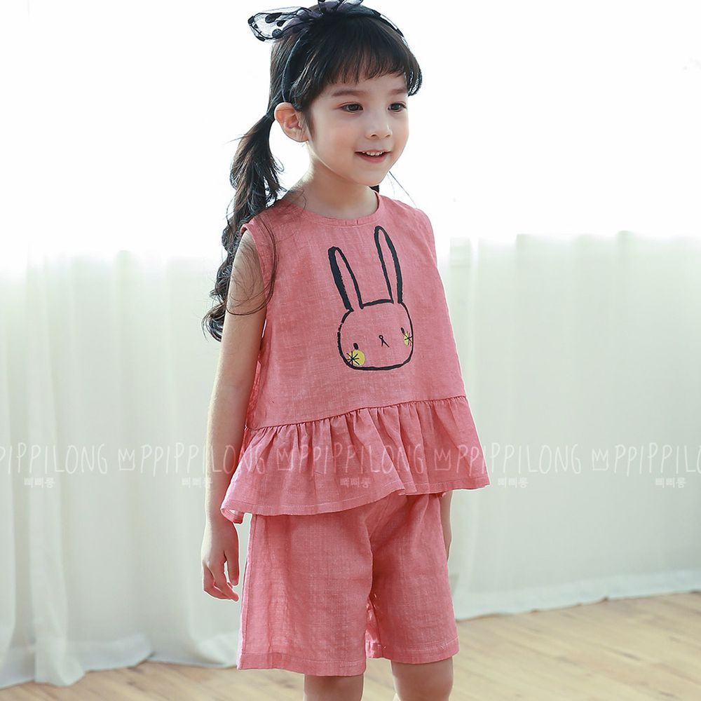 韓國 Ppippilong - 棉混紡涼感套裝-可愛小兔