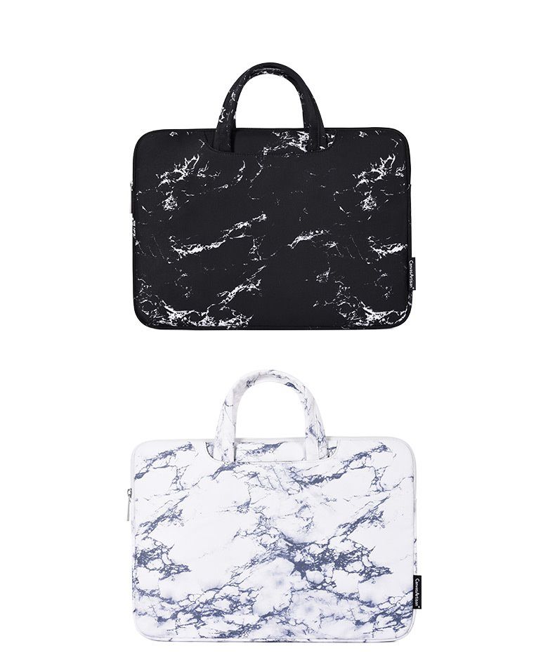 防潑水手提式電腦包-大理石花紋-白色