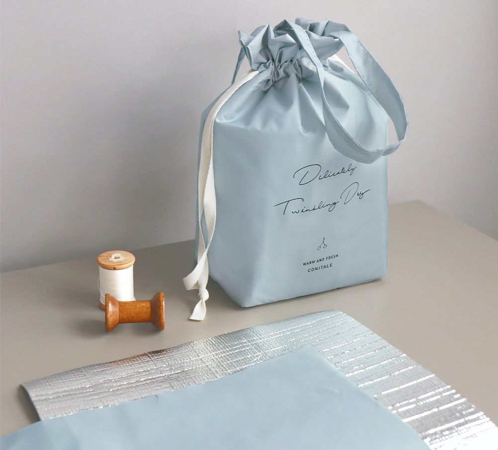 韓國 Conitale - 保冷保溫束口小提袋/便當袋-深灰