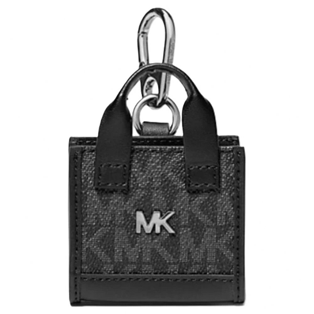 MICHAEL KORS - 造型皮革吊飾鑰匙圈 (黑灰)