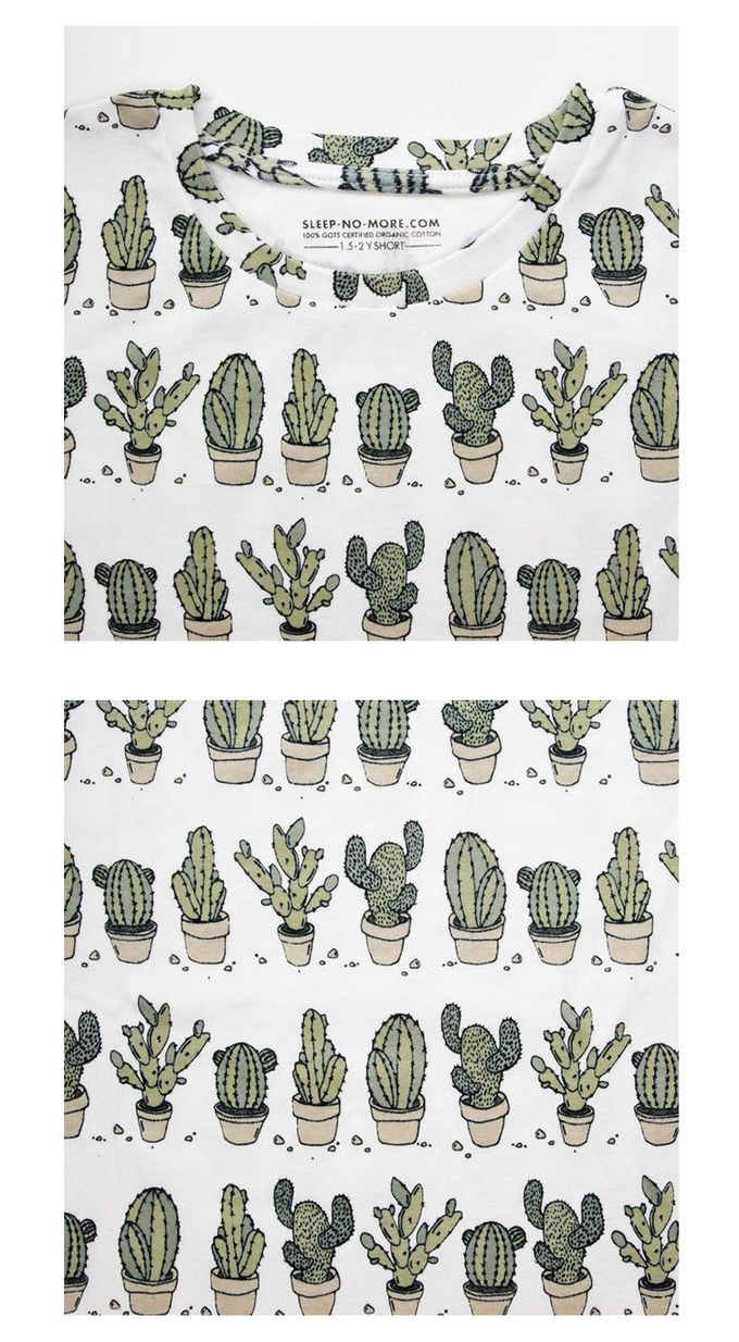 英國 SLEEP NO MORE - 100% 有機棉兒童短袖上衣-仙人掌