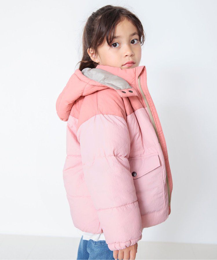 日本 BREEZE - 繽紛蓬鬆大口袋保暖外套-橘灰