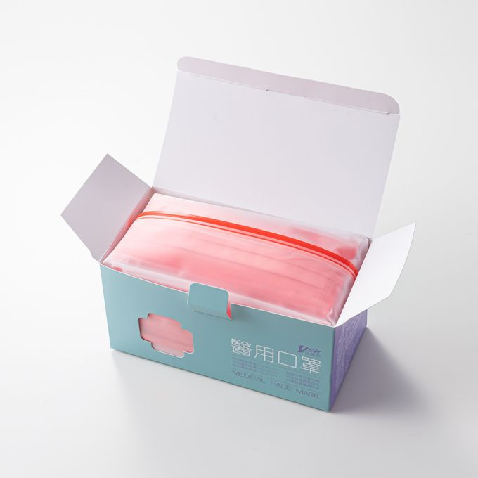 YSH 益勝軒 - 成人醫療級三層平面口罩/雙鋼印/台灣製-牡丹紅-50入/盒(未滅菌)