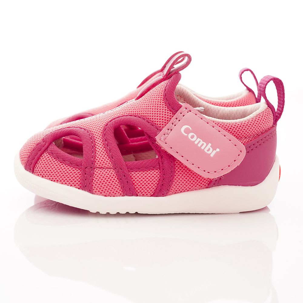 日本 Combi - 機能童鞋/學步鞋-護趾透氣學步涼鞋(寶寶段)-粉