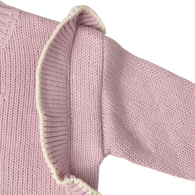 akachan honpo - 針織休閒上衣-荷葉邊-粉紅色