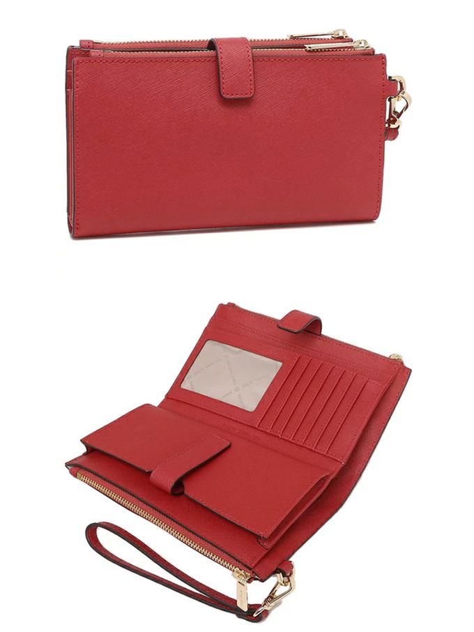 MICHAEL KORS - 防刮皮革雙層手機長夾 (紅)