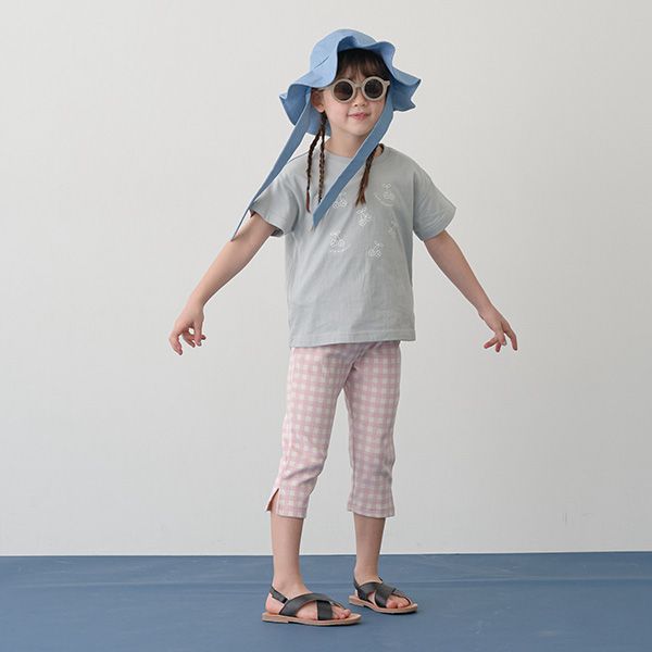 日本 Lycee mine - [官網熱銷] 腰間滾邊側開叉七分褲-格紋-卡其