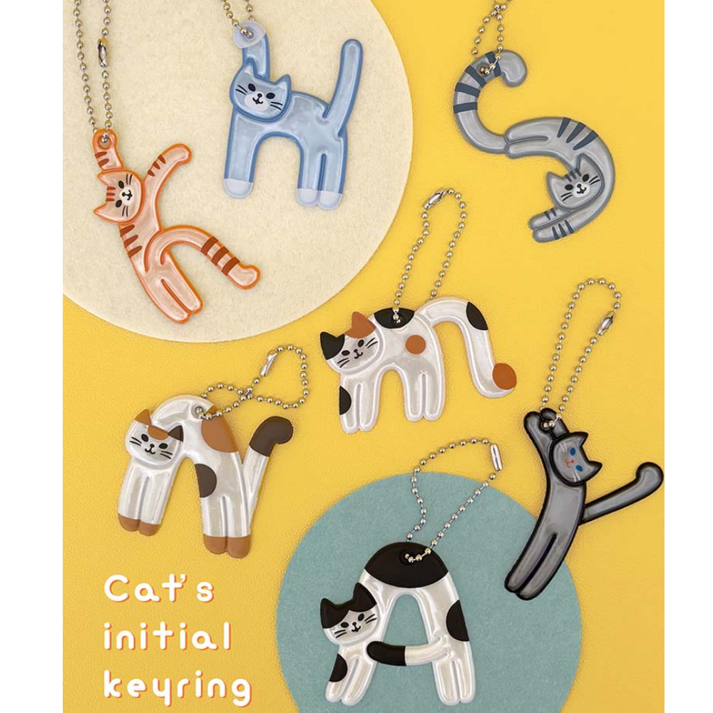 貓咪字母安全反光PVC鑰匙圈