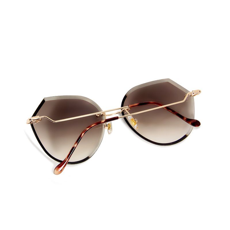 ALEGANT - 幾何淺棕漸層無框墨鏡│UV400太陽眼鏡