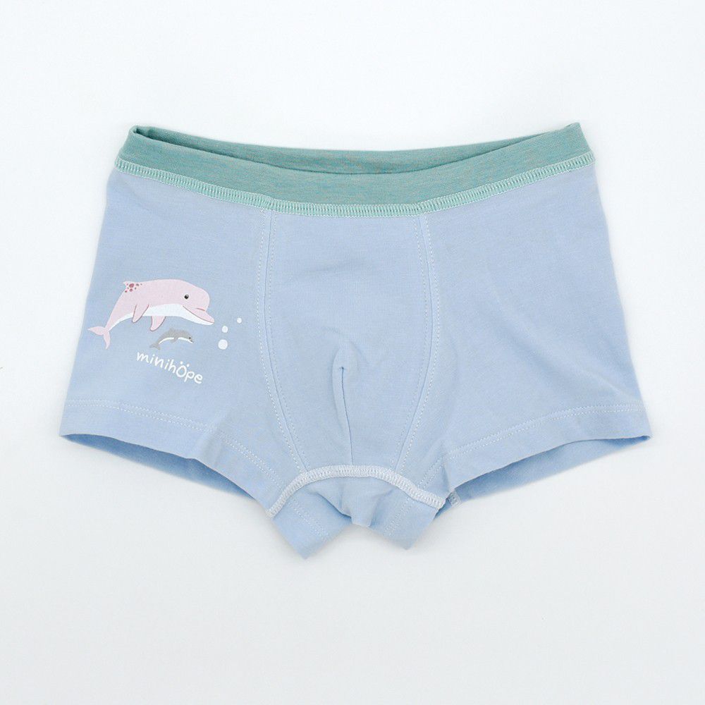 男童四角褲-勇往直前的白海豚-天藍-團購專案