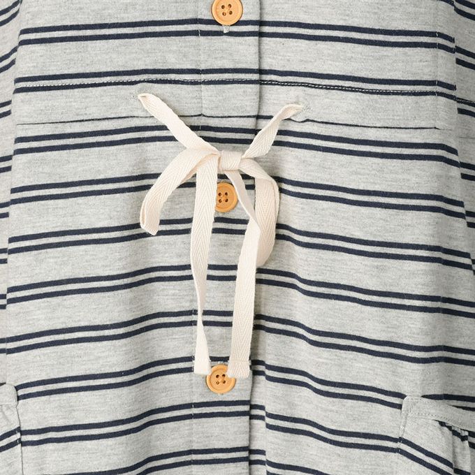 akachan honpo - 長袖洋裝-橫紋-灰色 (M~L)