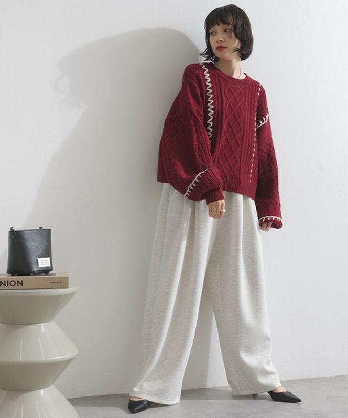 日本 ELENCARE DUE - 手工編織感柔美麻花紋理毛衣-象牙米