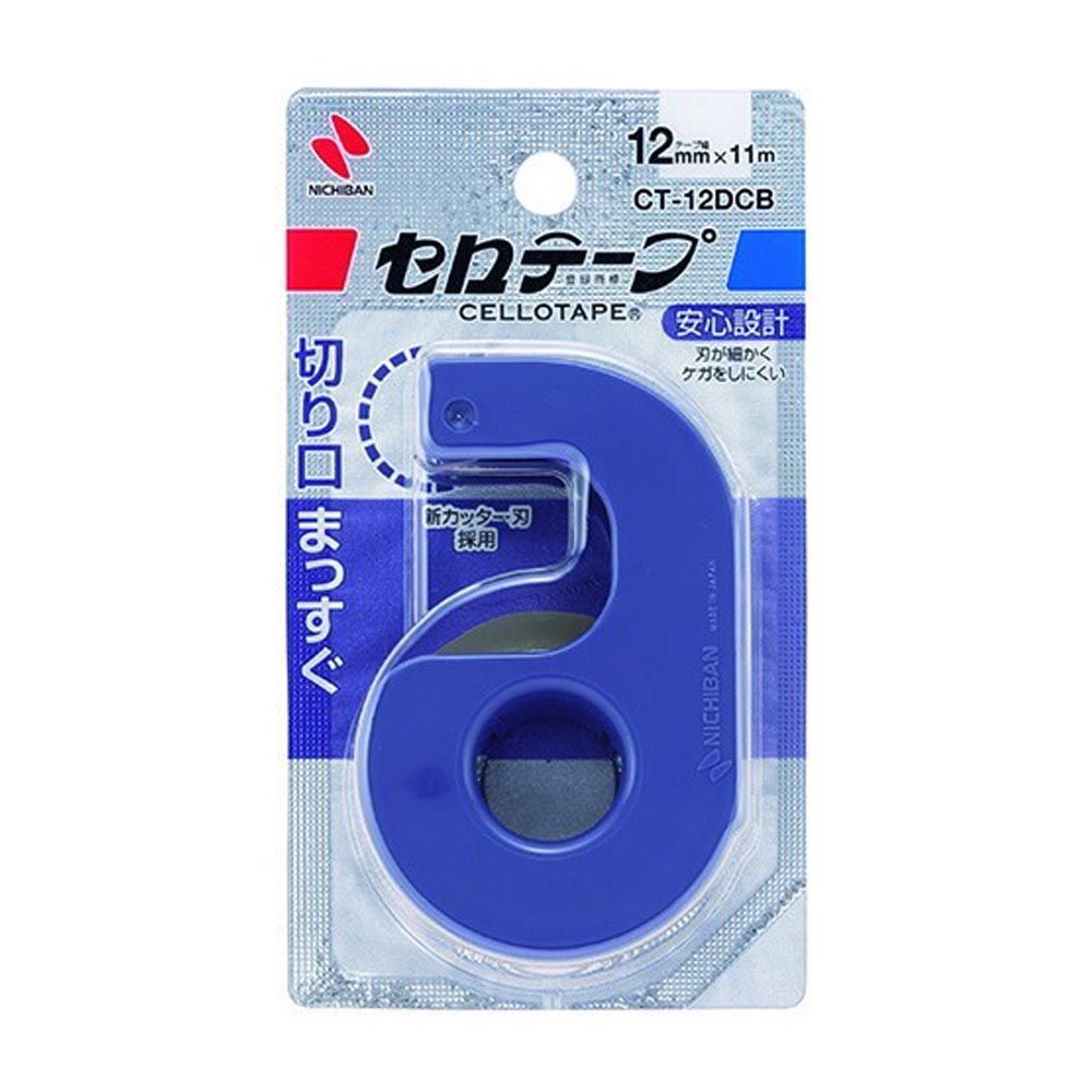 日本文具 NICHIBAN - 日本製 繽紛亮彩膠帶切割台(含透明膠帶*1個)-深藍-膠帶規格(12mm適用)