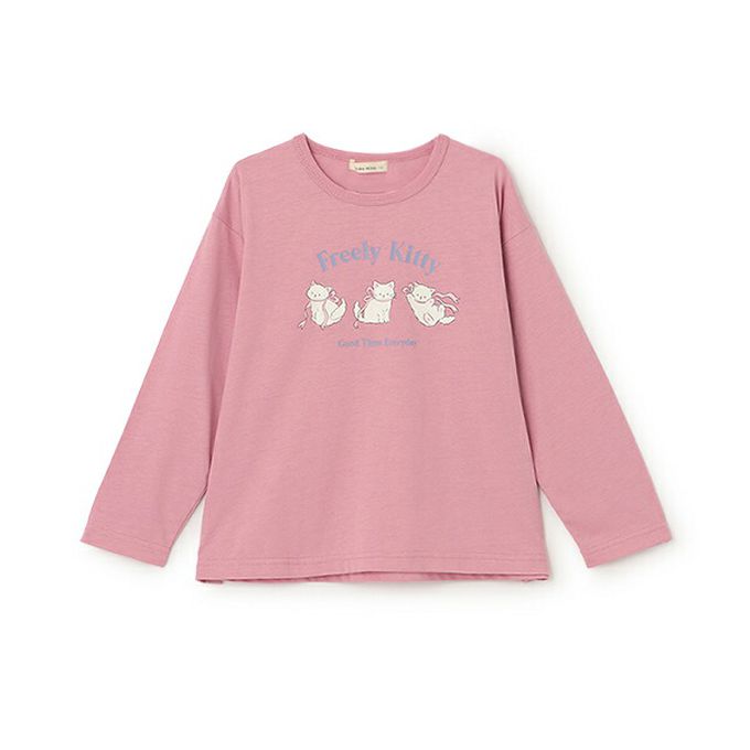 日本 Lycee mine - 100%棉 可愛少女印花長袖上衣-長毛狗狗-淺灰藍