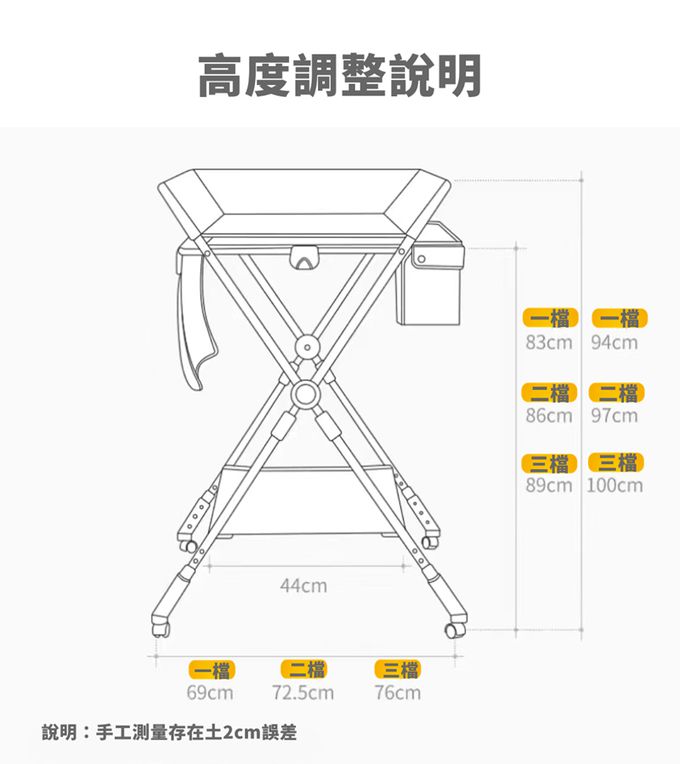 HANNIKD - 折疊升降 護理沐浴二合一尿布台(含折疊浴盆)-湖綠色