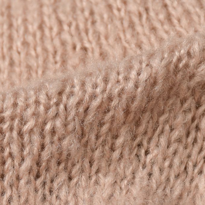 akachan honpo - 麻花編針織帽-毛球-粉紅色