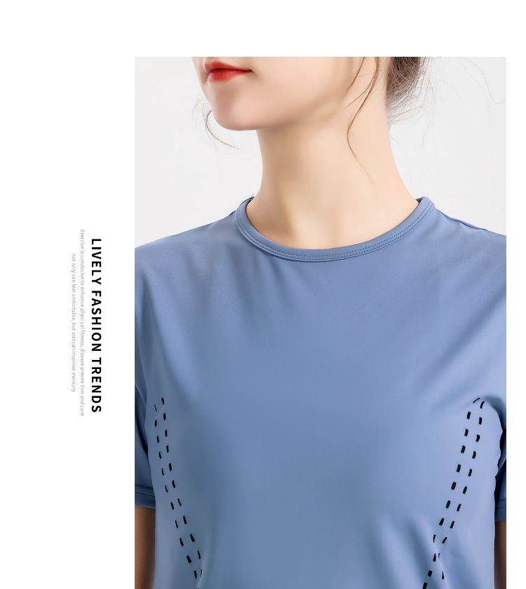 S~4XL寬通透氣運動短袖上衣-藍色