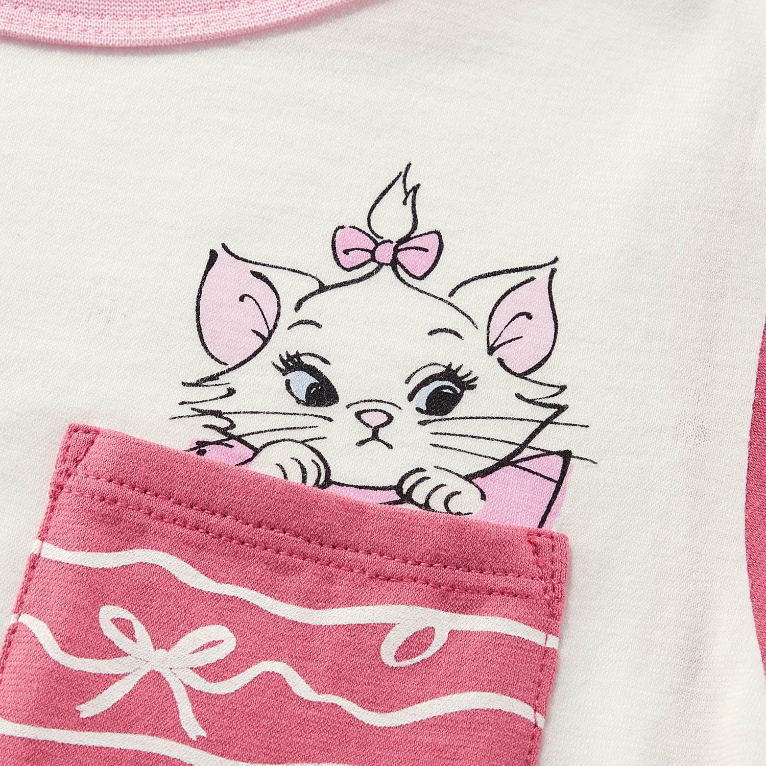 日本千趣會 - 迪士尼 純棉涼爽短袖家居服/睡衣-瑪莉貓-粉x紅