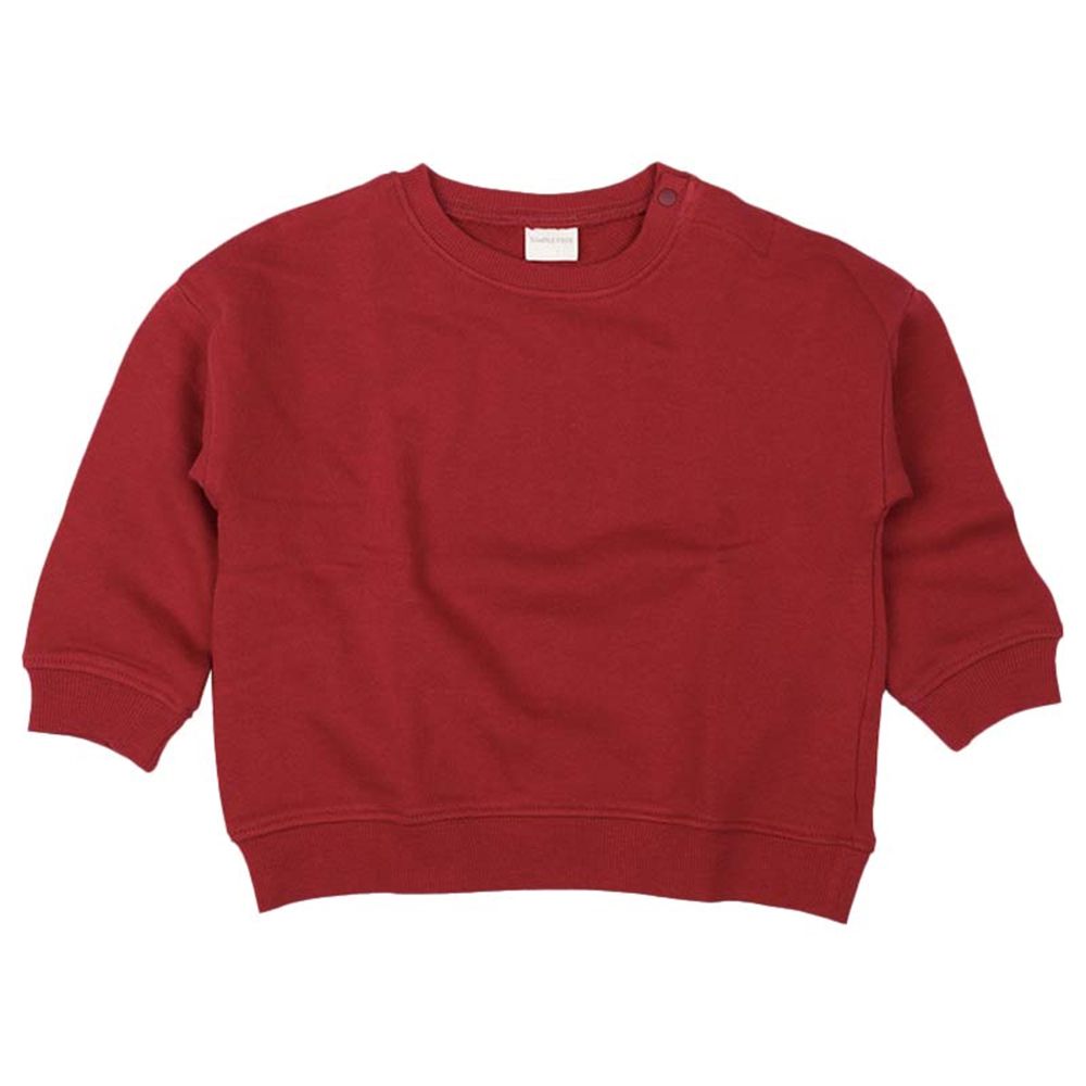 長袖經典休閒上衣-毛圈內裡-紅色