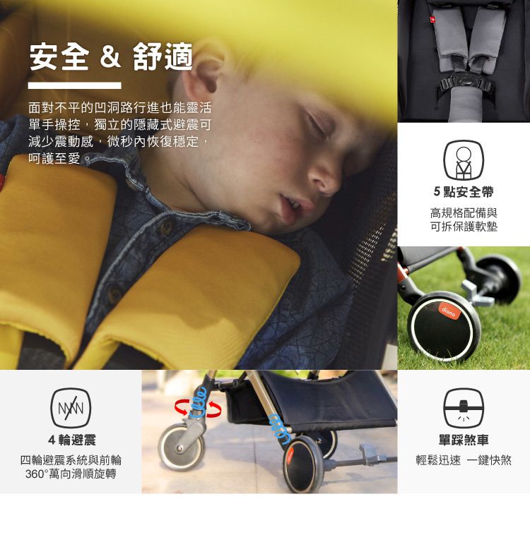 Diono - 西雅圖 璀沃斯 Diono TT 車 - 輕便型行李式秒收嬰幼兒推車-黑立方