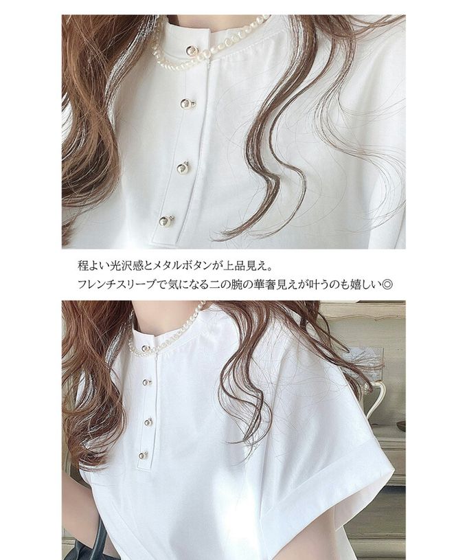 日本 Classical Elf - 前後2way優雅簡約法式袖上衣-奶茶