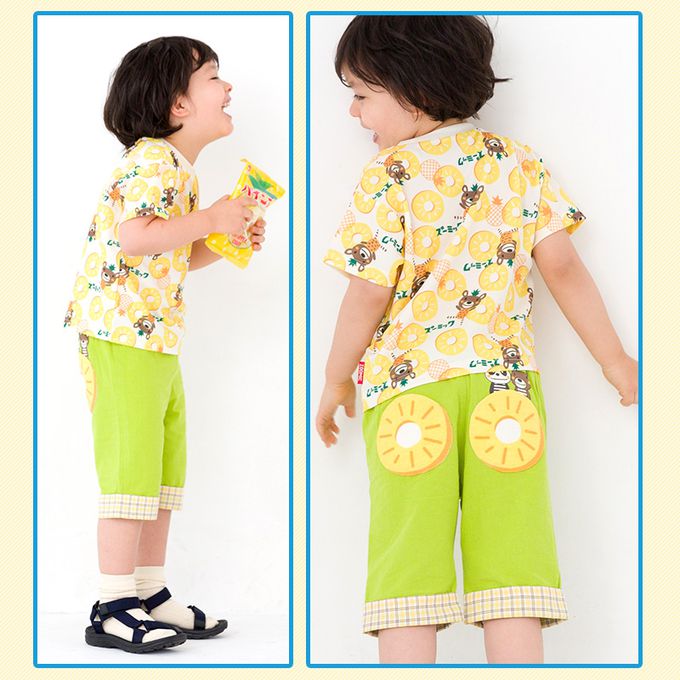 日本 ZOOLAND - 光滑觸感夏季風童趣印花短褲-草綠