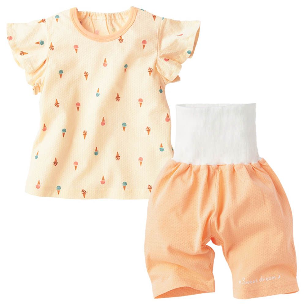 短袖家居服-附肚圍冰淇淋-橘色