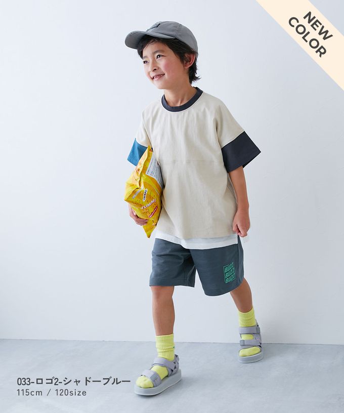 日本 devirock - 夏日印花純棉寬版短褲-潑墨-黑