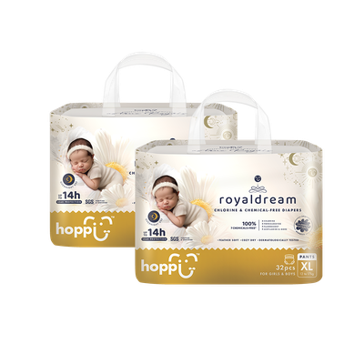 Hoppi - royaldream 皇家系列嬰兒尿布－褲型(XL)－32片－2袋
