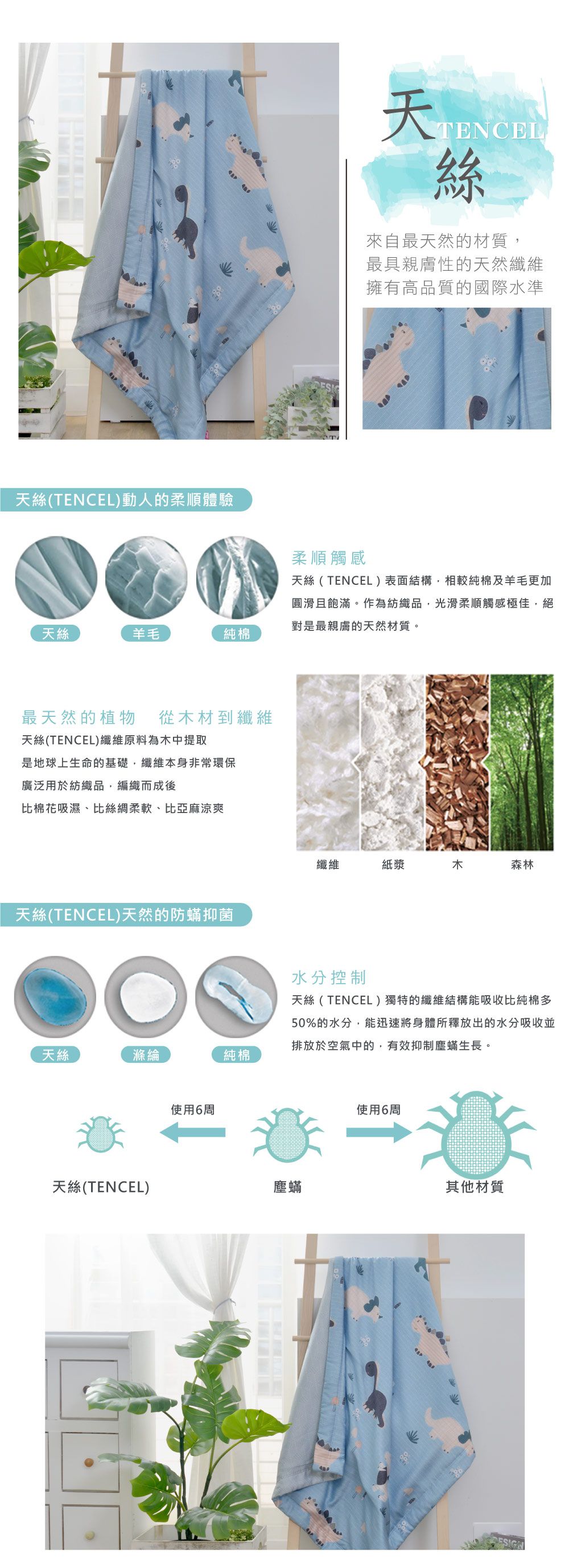 格蕾寢飾 Great Living - 英國Abelia天絲兒童涼被-草原小恐龍 (105*120CM)