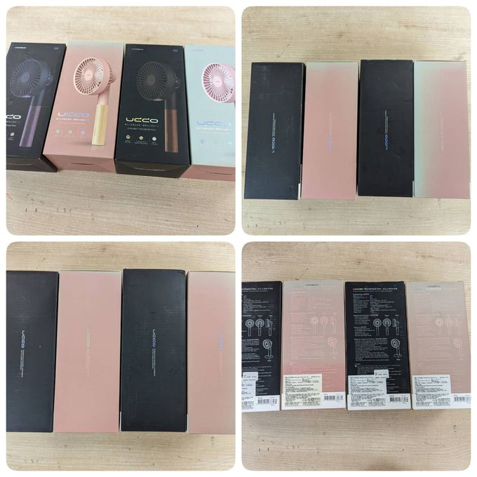 PROBOX - [盒損福利品] UDDO 櫸木手持風扇 (附底座)-黑／粉 兩入組