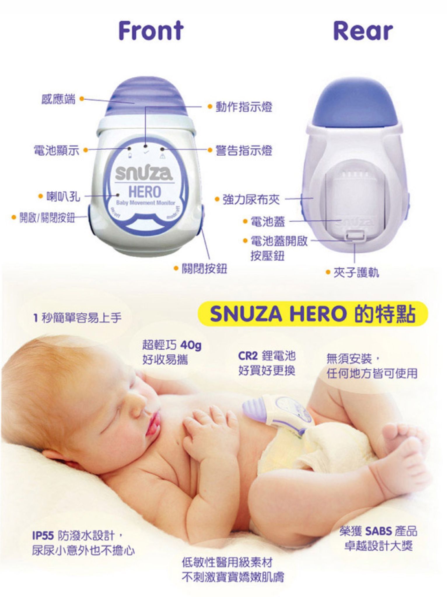 轉售 二手近全新：Snuza Hero 嬰兒呼吸動態監測器