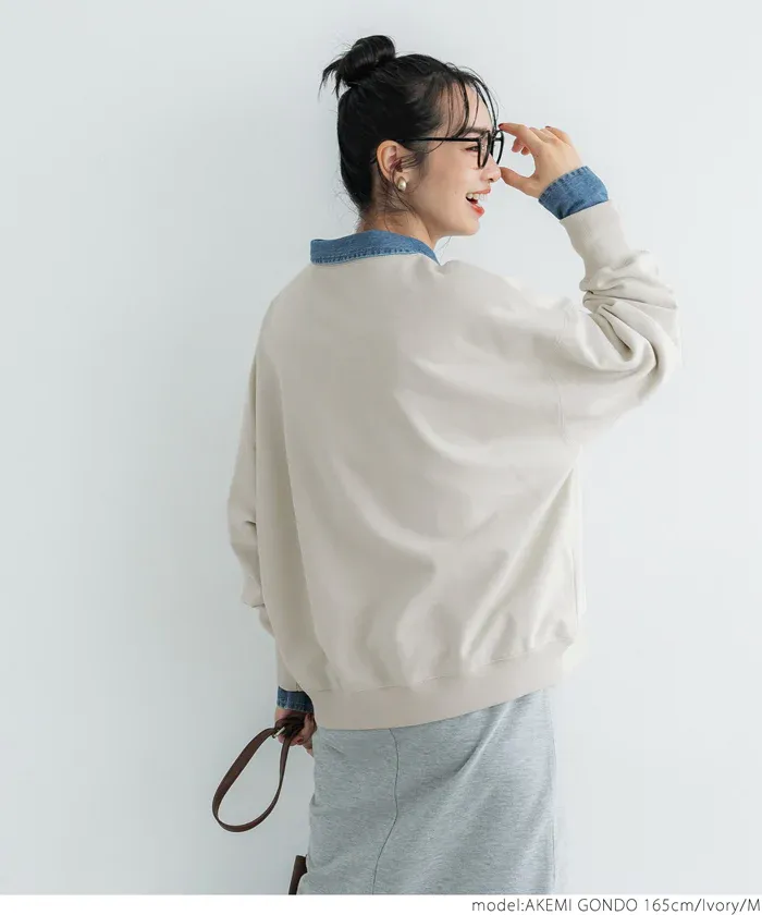 日本 COCA - 裏毛圓領百搭大學T-米杏