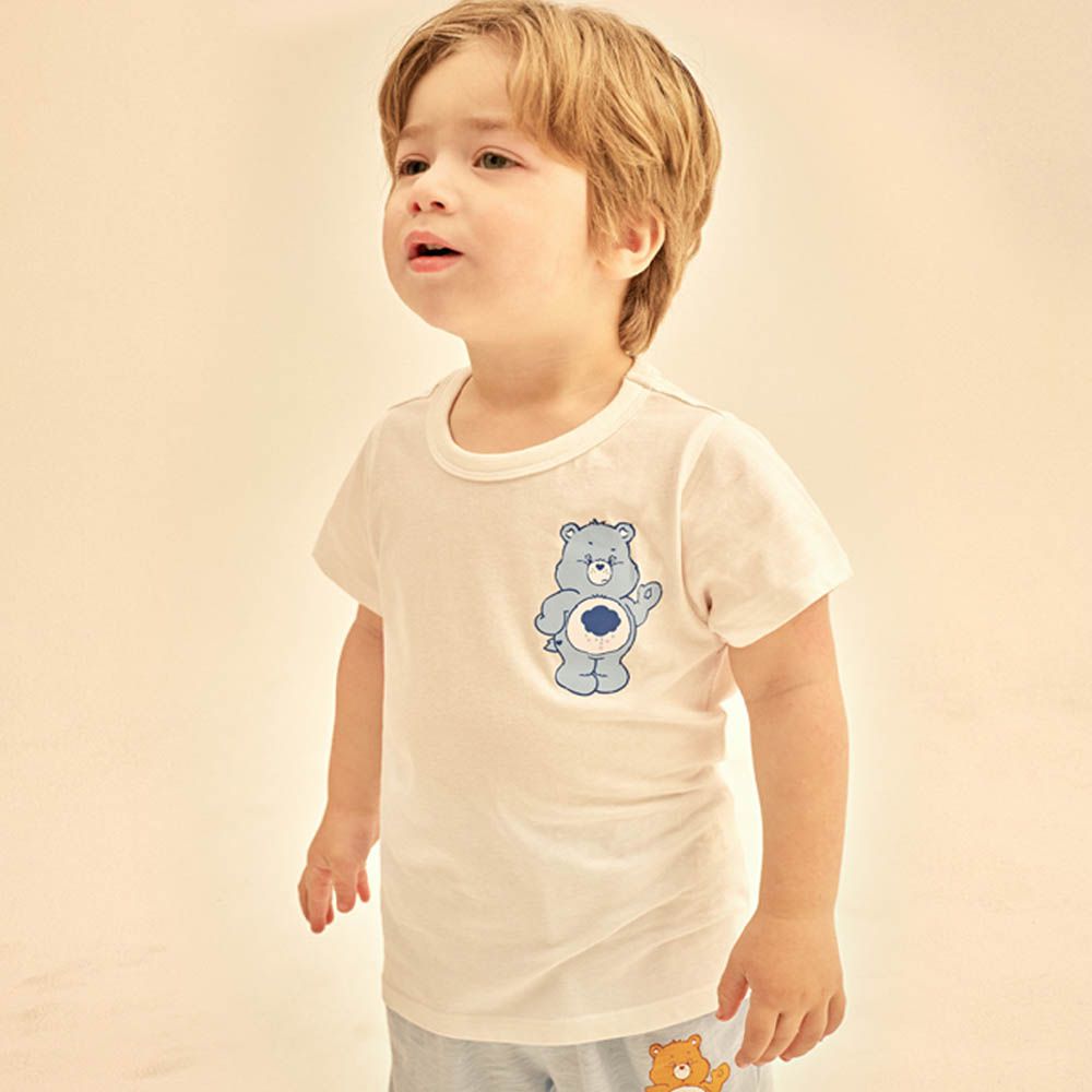 聯名款經典熊印短袖上衣-憂鬱藍熊