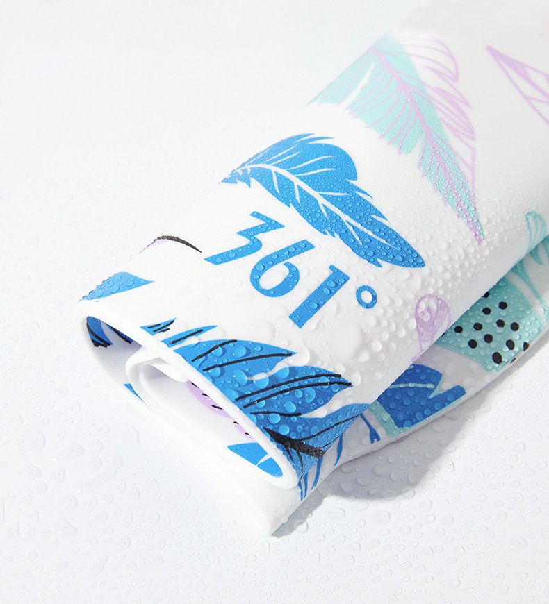 361° - 成人印花矽膠泳帽-羽毛-白色 (頭圍65cm以下)