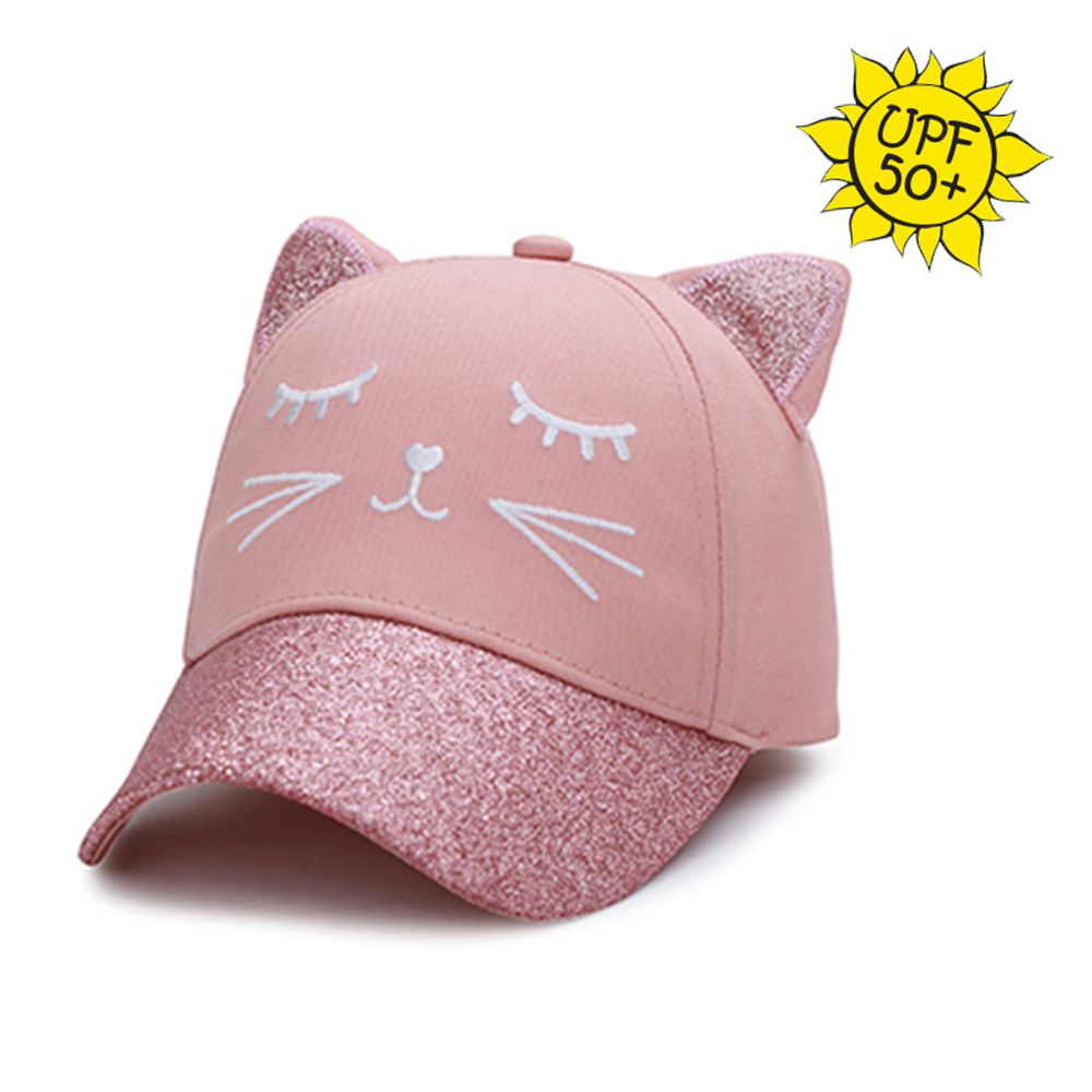 加拿大 flapjackkids - 3D防曬透氣棒球帽-貓咪-粉色 (4y-6y)