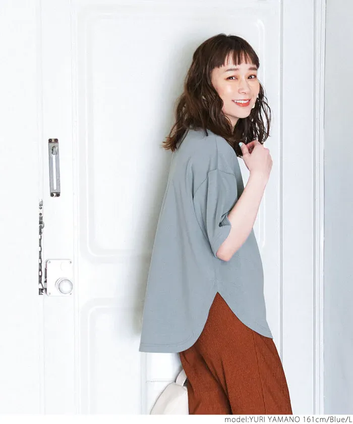 日本 COCA - 新感覺系列 輕盈落肩寬袖上衣-灰藍