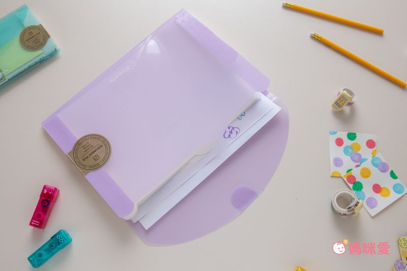 日本文具 LIHIT - 外扣五層分層資料袋-A4-薰衣草紫