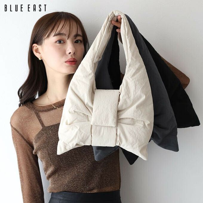 日本 BLUE EAST - 大蝴蝶結造型柔軟2way側背/手提包-黑