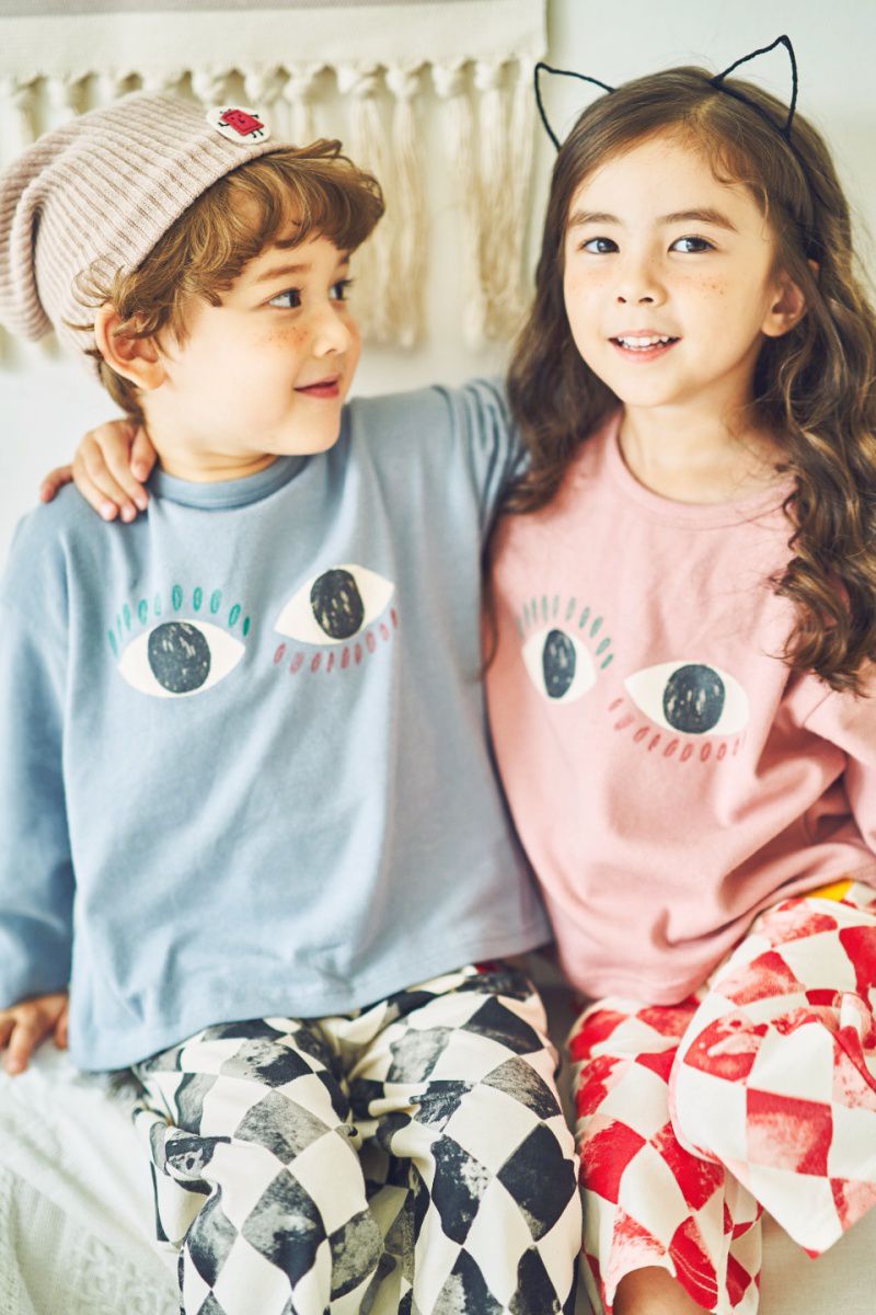 韓國 Mimico - 大大眼睛T-灰藍