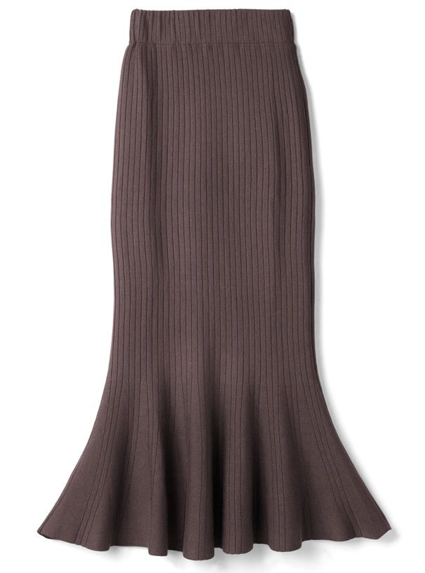 日本 GRL - 針織修身高腰魚尾裙-罌粟粉